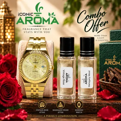 Golden Watch & Attor Combo