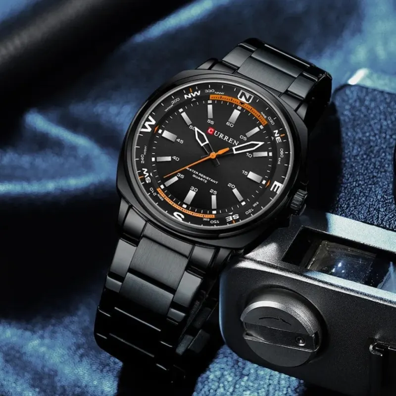 CURREN 8455 Luminous Stainless Steel Quartz Watch For Men