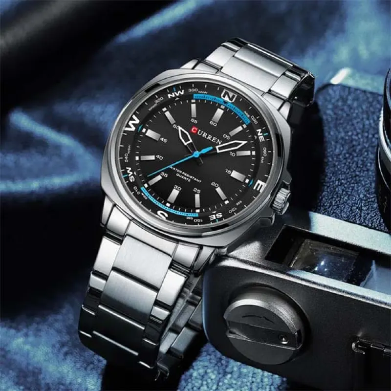 CURREN 8455 Luminous Stainless Steel Quartz Watch For Men