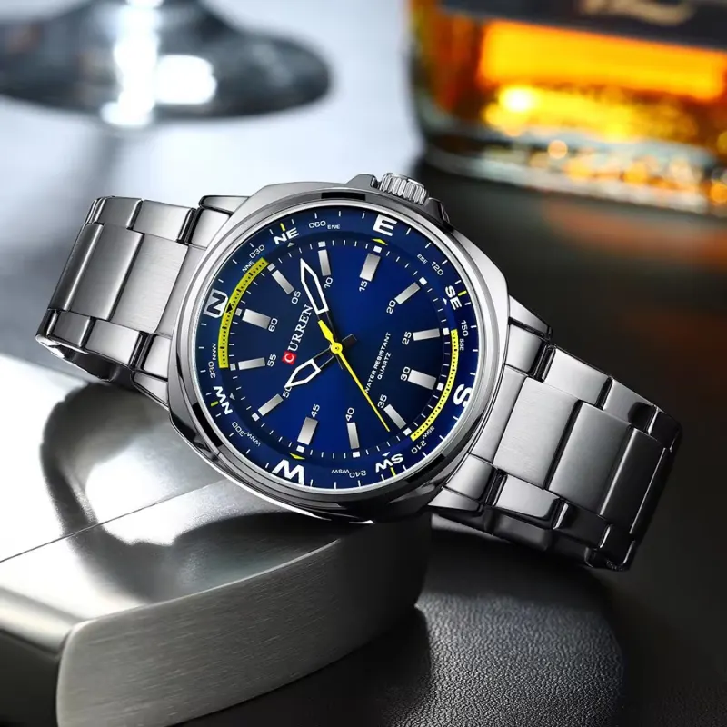 CURREN 8455 Luminous Stainless Steel Quartz Watch For Men